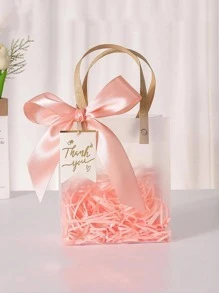 1入組蝴蝶結裝飾透明禮品袋 - 粉色 - 查看 1