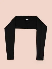 Solid Sun Protection Fingerless Gloves - Black - View 3