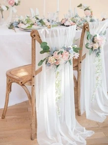 1pc White Plain Color Yarn Table Runner Tablecloth 2 Meters, 2025 New Year Home Decoration ,Wedding Party Decor Birthday Party Background Decoration Supplies, Party Table Decor Tablecloth