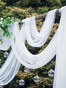 1pc White Plain Color Yarn Table Runner Tablecloth 2 Meters, 2025 New Year Home Decoration ,Wedding Party Decor Birthday Party Background Decoration Supplies, Party Table Decor Tablecloth