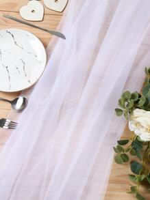 1pc White Plain Color Yarn Table Runner Tablecloth 2 Meters, 2025 New Year Home Decoration ,Wedding Party Decor Birthday Party Background Decoration Supplies, Party Table Decor Tablecloth