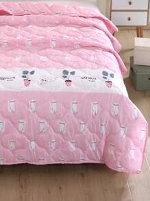 1pc Cartoon Animal Pattern Quilted Quilt, Modern Fabric Soft Bedspread For Bedroom, Summer - Multicolor - View 2