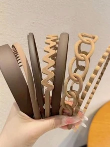 Multiple Pieces Minimalist Versatile Plastic Toothed Headbands ,Head Piece - Multicolor - View 2