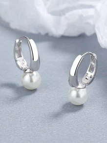 Đồ trang trí Ngọc Trai giả Vòng khuyên tai - Bạc - Xem 3