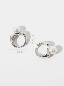 Đồ trang trí Ngọc Trai giả Vòng khuyên tai - Bạc - Xem 4