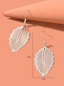 Bông tai thả lá rỗng - Bạc - Xem 3