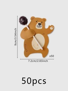 50张棕熊图案棒棒糖装饰卡 - 彩色 - 查看 2