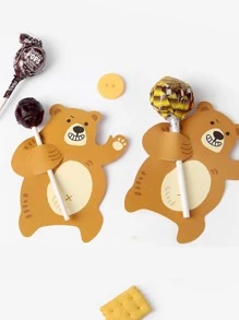 50张棕熊图案棒棒糖装饰卡 - 彩色 - 查看 3