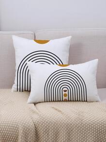 1入組無填充物幾何印花靠墊套現代織物裝飾抱枕套適用於客廳家居裝飾 - 彩色 - 查看 5