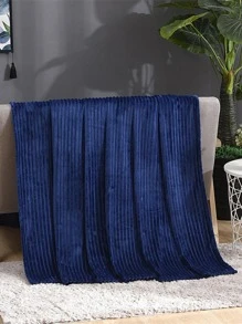 1pc Deep Blue Wool Sofa Blanket - 70x100 Suitable For Adults And Children, Light Champagne - Soft, Fluffy, Warm, Cozy - Great For Beds And Sofas - Navy Blue - View 2