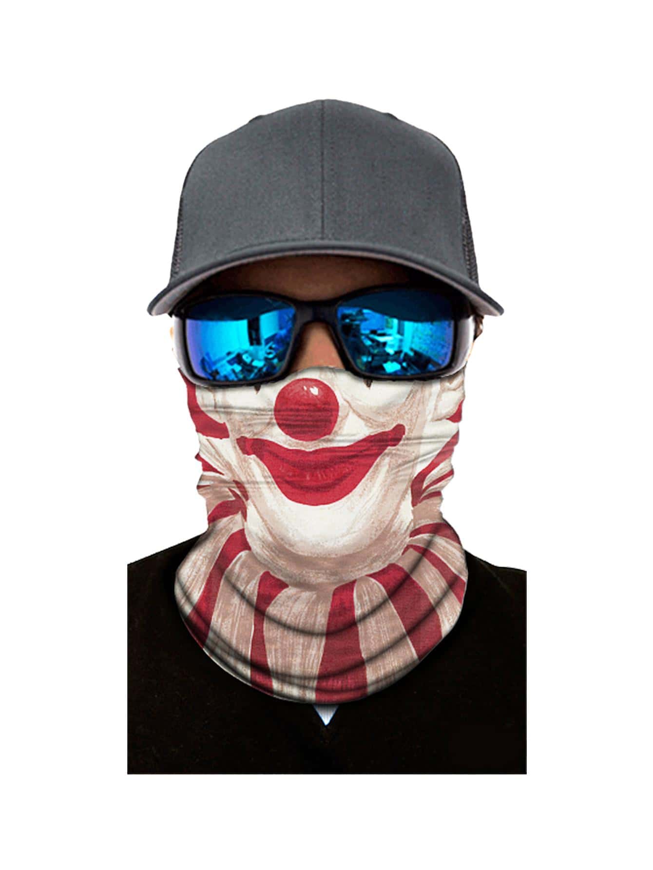 Sun Protective Anti UV Smile Joker Tube Bandana - Red and White - View 1