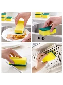 5pcs Two Tone Cleaning Sponge - Multicolor - View 3