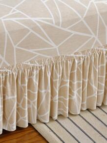 1入組幾何樣式荷葉邊沙發現代滌綸沙發套 - 米色 - 查看 4