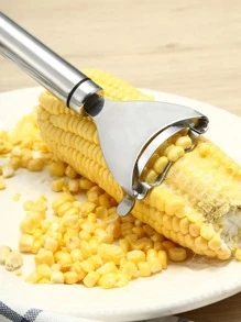 1pc Stainless Steel Corn Peeler - Silver - View 3