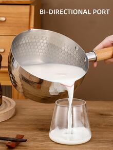 1pc Stainless Steel Pot With Lid, Modern Long Handle Cooking Pot For Kitchen - Silver - View 2