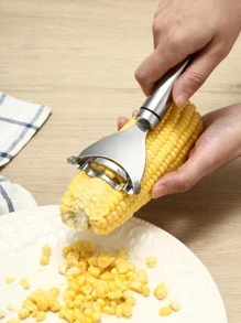 1pc Stainless Steel Corn Peeler - Silver - View 2