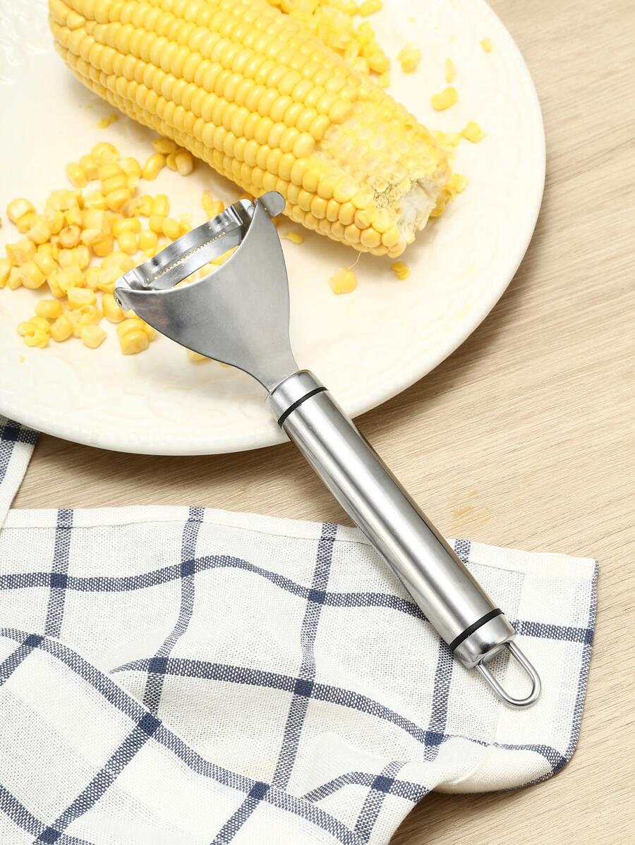 1pc Stainless Steel Corn Peeler - Silver - View 1