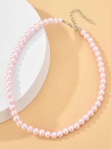 1 PC Ngọc Trai Giả Dự Tiệc Xương Đòn Vòng Cổ Vintage Crop Ngọc Trai Choker Tinh Tế Sang Trọng Trang Sức Dự Tiệc Đầm Phụ Kiện Cho Buổi Tối đầm Dự Tiệc - Hồng - Xem 2