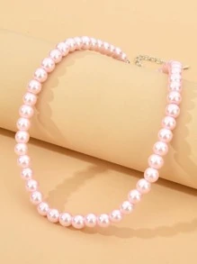 1 PC Ngọc Trai Giả Dự Tiệc Xương Đòn Vòng Cổ Vintage Crop Ngọc Trai Choker Tinh Tế Sang Trọng Trang Sức Dự Tiệc Đầm Phụ Kiện Cho Buổi Tối đầm Dự Tiệc - Hồng - Xem 3