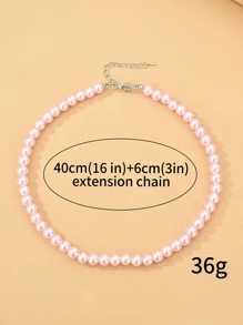 1 PC Ngọc Trai Giả Dự Tiệc Xương Đòn Vòng Cổ Vintage Crop Ngọc Trai Choker Tinh Tế Sang Trọng Trang Sức Dự Tiệc Đầm Phụ Kiện Cho Buổi Tối đầm Dự Tiệc - Hồng - Xem 4