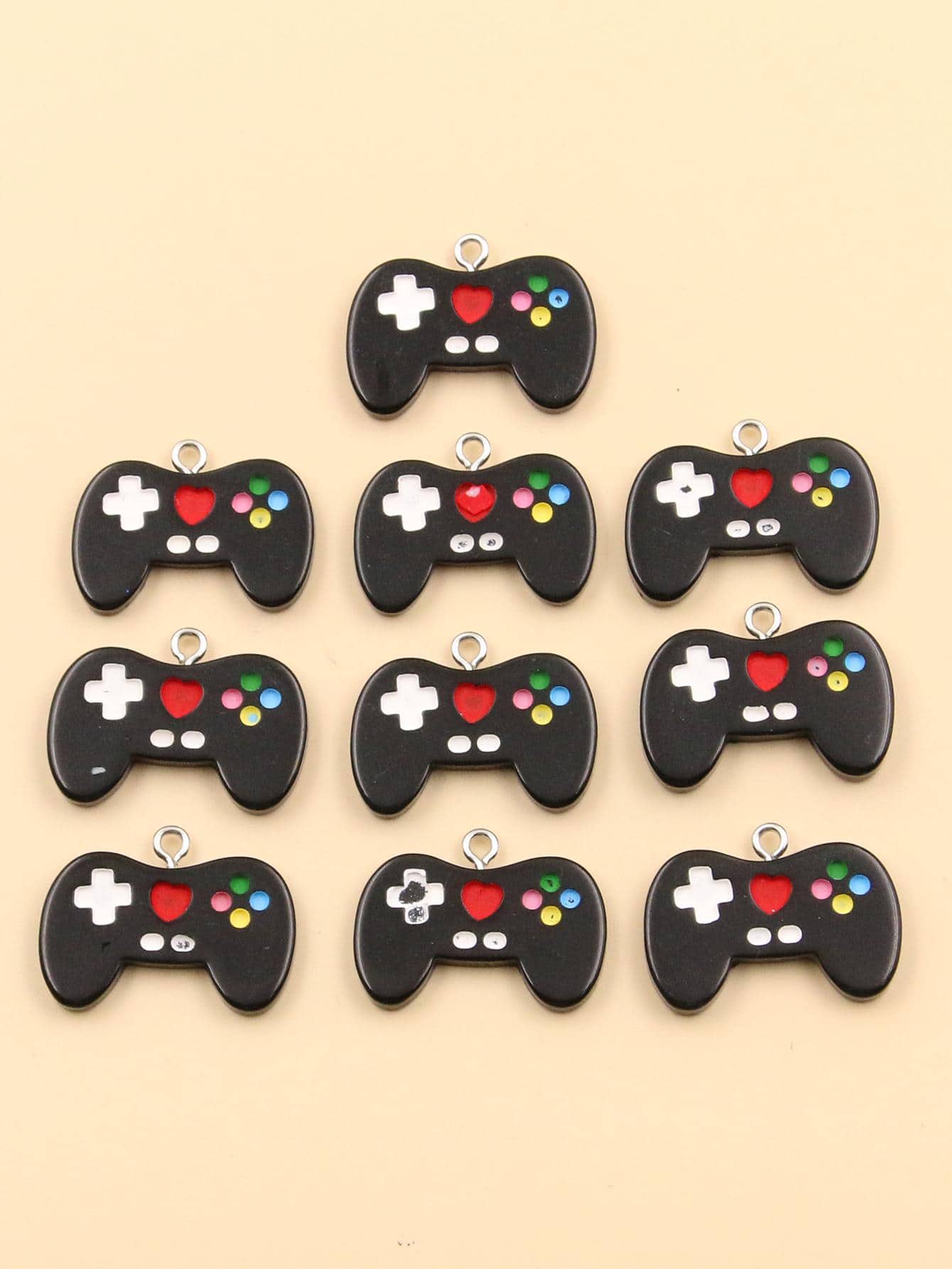 10 cái/bộ Tay Cầm Chơi Game Tự Làm Mặt Dây Chuyền - màu đen - Xem 1
