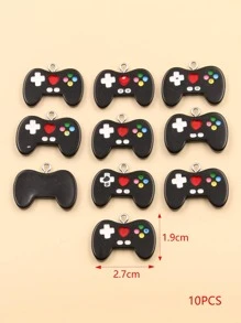 10 cái/bộ Tay Cầm Chơi Game Tự Làm Mặt Dây Chuyền - màu đen - Xem 2