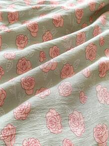 1pc Flower Pattern Bedspread, Fabric Quilt For Bedroom - Multicolor - View 4