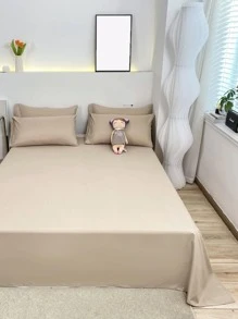 1 Peça Sólido Lençol Plano , Minimalista Não Tecido Tecido Folha De Cama Plana Para Quarto