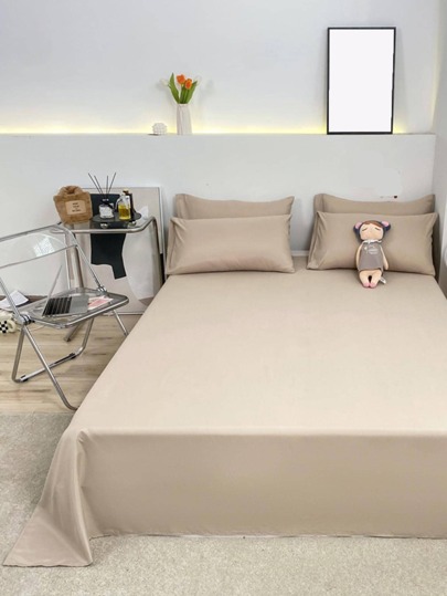 1pc Solid Flat Sheet, Minimalist Non-woven Fabric Bedding Flat Sheet For Bedroom