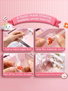 1roll Solid Color Double-Sided Adhesive Tape, Simple Multi-Purpose Double Sided Mounting Tape For Office, School Student, Back To School Supplies - Clear - View 4