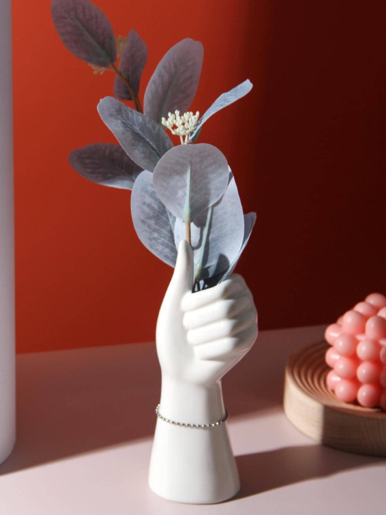 אגרטל פורצלן 1 יחידה, אגרטל עיצוב יד מודרני לבית - לבן - ראה 4