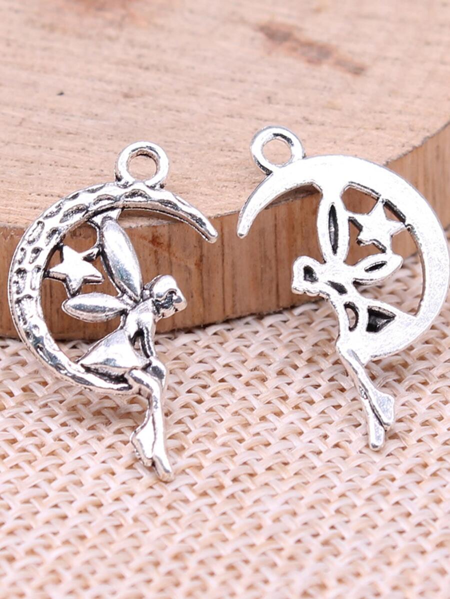 10 chiếc mặt dây chuyền DIY trang trí mặt trăng & cổ tích - Bạc - Xem 1