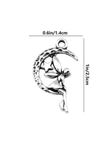 10 chiếc mặt dây chuyền DIY trang trí mặt trăng & cổ tích - Bạc - Xem 2