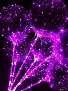 10 bóng bong bóng & 10 bóng đèn LED - Hồng - Xem 1