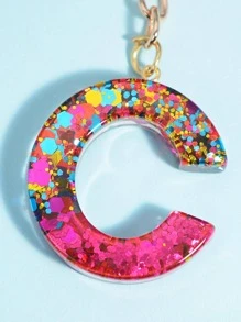 Móc khóa tua rua & chữ cái - Nhiều màu - Xem 2