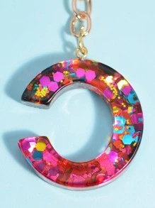 Móc khóa tua rua & chữ cái - Nhiều màu - Xem 3