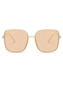 1 Cặp Kính Thời Trang Gọng Vuông Nữ Cho Cuộc Sống Hàng Ngày - Màu be - Xem 1