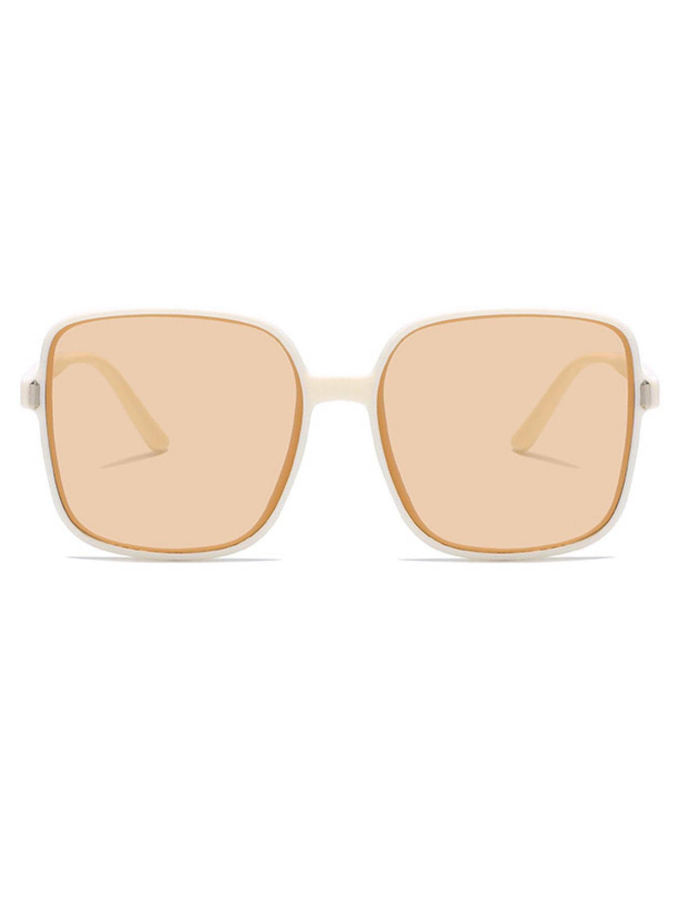 1 Cặp Kính Thời Trang Gọng Vuông Nữ Cho Cuộc Sống Hàng Ngày - Màu be - Xem 1