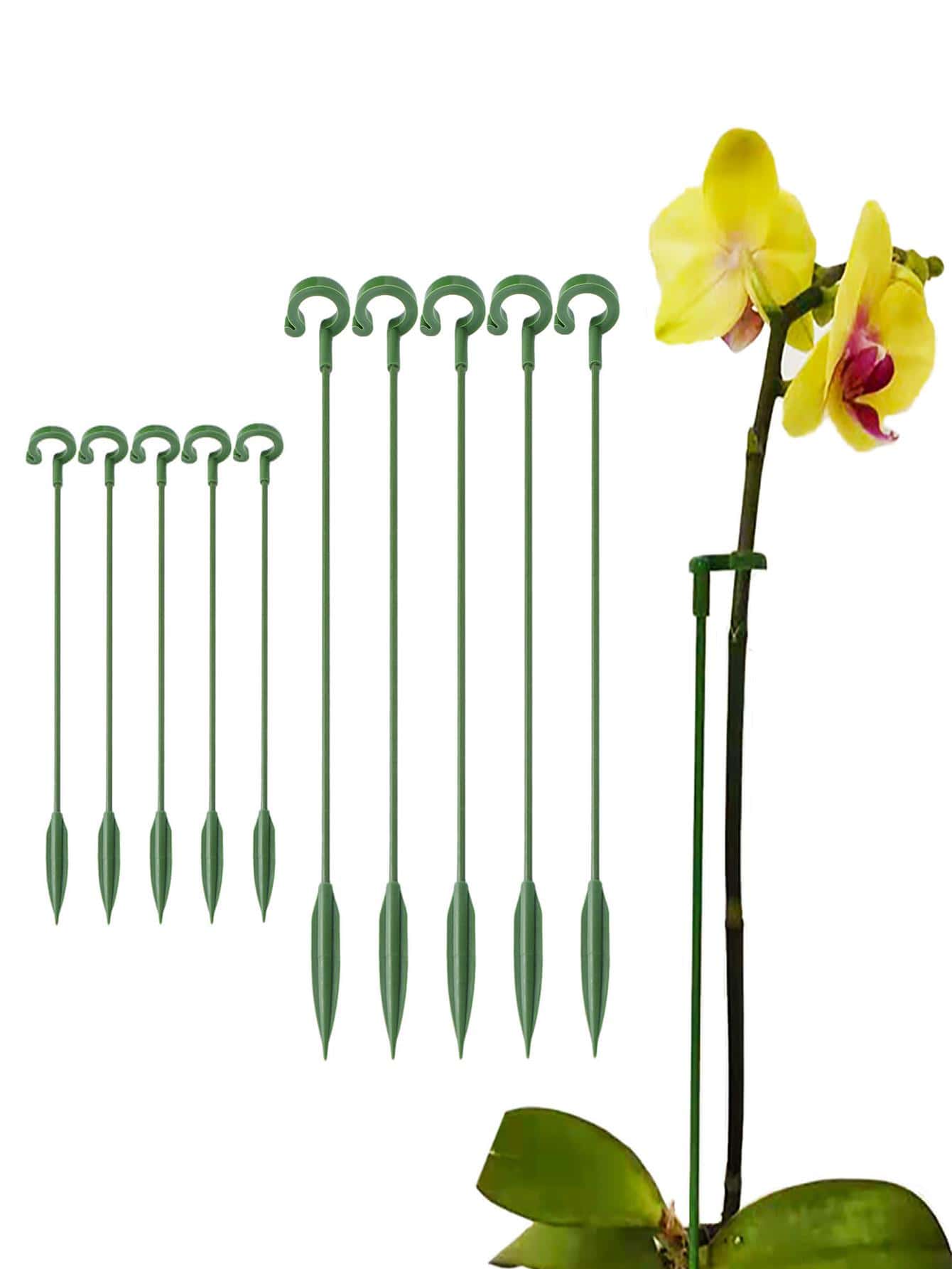 10 piezas/set Estaca de planta de plástico apoyo a la planta modernista punta de flecha diseño para jardín - Verde Oliva - Ver 1