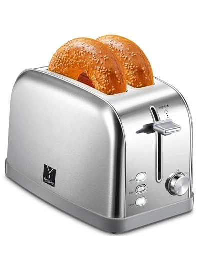 Yabano 2 Slice Toaster, Retro Bagel Toaster Toaster With 7 Bread Shade Settings, 2 Extra Wide Slots, Defrost/Bagel/Cancel Function, Removable Crumb Tray, Stainless Steel Toaster