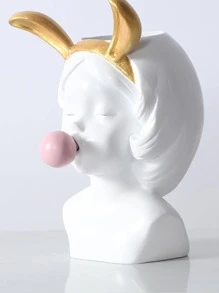 1pc ABS Flower Vase, Modern Figure Design Vase For Home - White - View 2