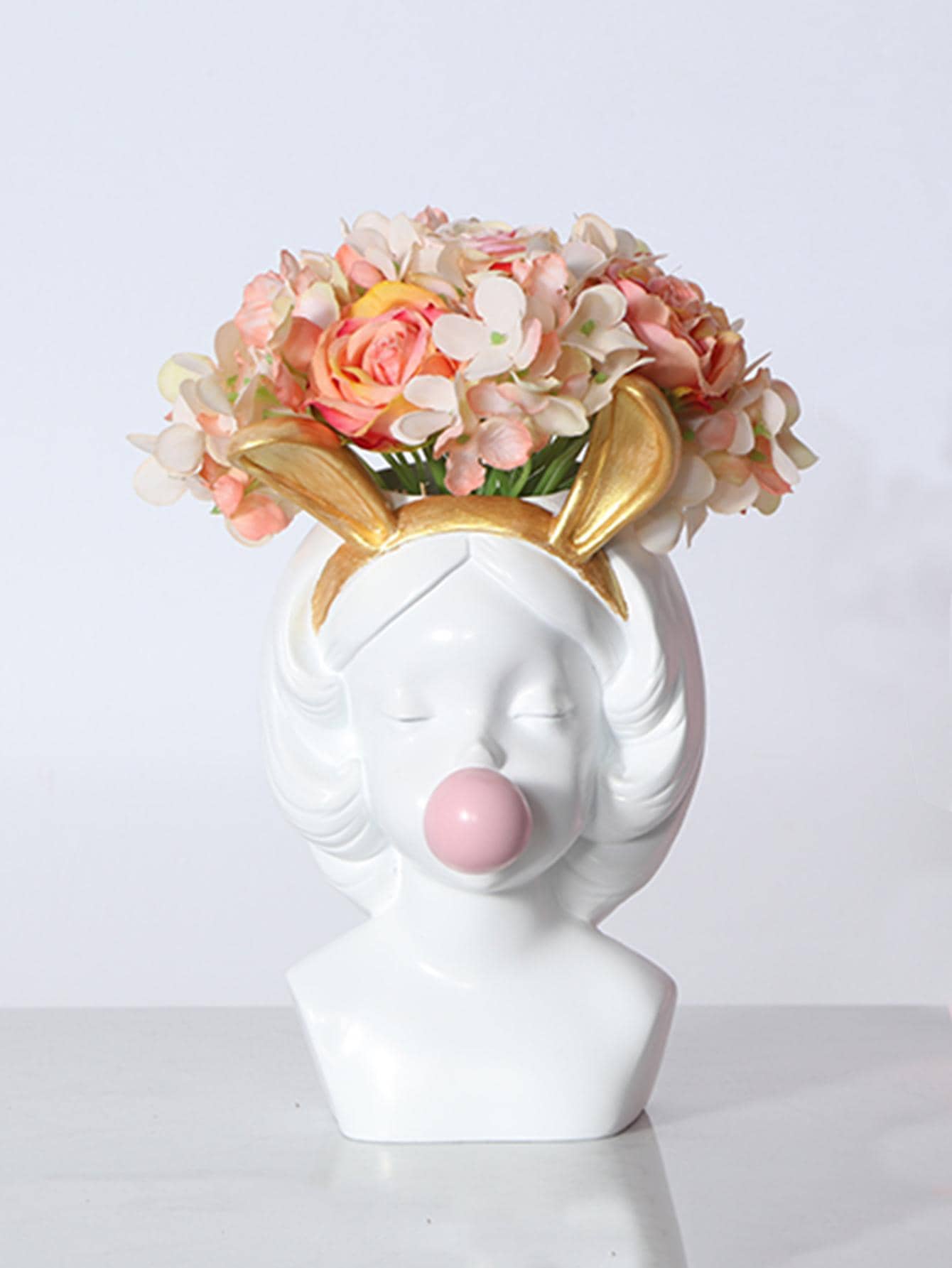 1pc ABS Flower Vase, Modern Figure Design Vase For Home - White - View 1