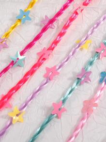 6 件彩色辫子接发发带发饰（辫子颜色和星星图案随机） - 彩色 - 查看 4