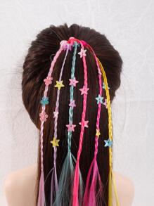 6 件彩色辫子接发发带发饰（辫子颜色和星星图案随机） - 彩色 - 查看 1