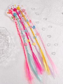 6 件彩色辫子接发发带发饰（辫子颜色和星星图案随机） - 彩色 - 查看 2
