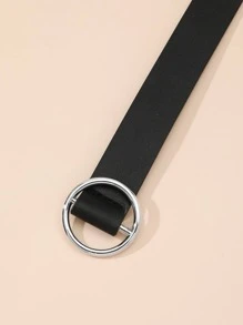 街頭風格1入組優雅時尚女士PU皮帶，圓形扣和螺釘扣設計，適用於外套和裙子 - 黑色 - 查看 2
