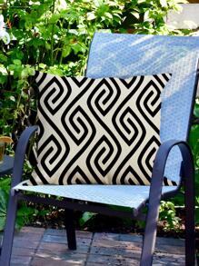 1pc Geometric Pattern Cushion Cover Without Filler, Modern Linen Decorative Throw Pillow Case For Home - Black and White - View 5