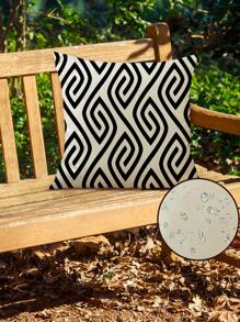 1pc Geometric Pattern Cushion Cover Without Filler, Modern Linen Decorative Throw Pillow Case For Home - Black and White - View 4