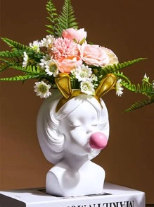 1pc ABS Flower Vase, Modern Figure Design Vase For Home - White - View 5
