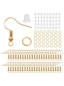 300入組/套時尚簡約DIY跳環和耳環掛鉤和耳環後塞女士用於DIY珠寶製作 - 香檳色 - 查看 1